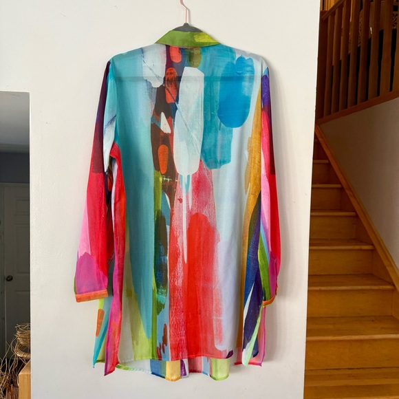🇨🇦 Claire Desjardins by Carre Noir Abstract Art-to-Wear Tunic Blouse - Picture 3 of 4